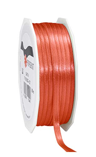 PRÄSENT C.E. Pattberg Satin Living Coral, 50 m Satinband zum Einpacken von Geschenken, 6 mm Breite, Geschenkband zum Dekorieren & Basteln, Dekoband, Anlass von PRÄSENT