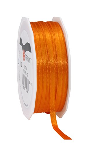 PRÄSENT C.E. Pattberg Satin orange, 50 m Satinband zum Einpacken von Geschenken, 6 mm Breite, Geschenkband zum Dekorieren & Basteln, Dekoband, Anlass von PRÄSENT