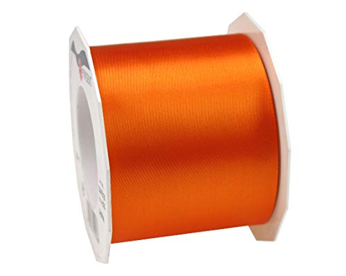 PRÄSENT ADRIA/SATIN orange, 25 m Satinband zum Einpacken von Geschenken, 72 mm Breite, Geschenkband zum Dekorieren & Basteln, Dekoband für Präsente, zu jedem Anlass von PRÄSENT