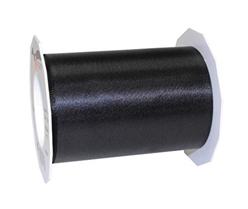 PRÄSENT ADRIA/SATIN schwarz, 25 m Satinband zum Einpacken von Geschenken, 112 mm Breite, Geschenkband zum Dekorieren & Basteln, Dekoband für Präsente, zu jedem Anlass von PRÄSENT