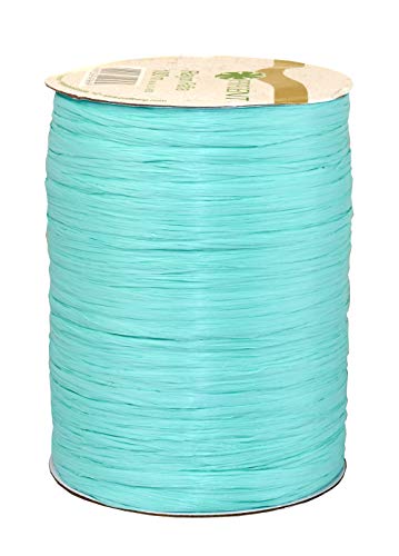 PRÄSENT C.E. Pattberg Rayon Raffia Bastband aquamarin, 100 m Geschenkband zum Einpacken, Bastelband für Geschenke, Zubehör zum Dekorieren & Basteln von PRÄSENT