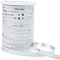 PRÄSENT Geschenkband Merry Christmas matt weiß/silber 10,0 mm x 100,0 m von PRÄSENT