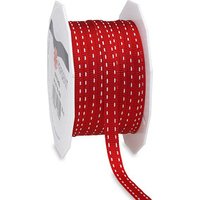 PRÄSENT Geschenkband Stitches seidenmatt rot 7,0 mm x 20,0 m von PRÄSENT