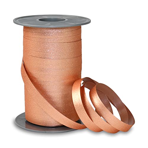 PRÄSENT POLY GLITTER Ringelband roségold, 100 m Geschenkband, Schleifenband in 10 mm Breite, edles Dekoband für festliche Anlässe von PRÄSENT