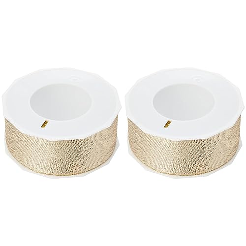 PRÄSENT Pattberg Wien Geschenkband Gold, 20 m Geschenkband zum Einpacken, 40 mm Breite, Zubehör zum Dekorieren & Basteln, Dekoband für Geschenke, 1744020-634, 20 m - 40 mm (Packung mit 2) von PRÄSENT