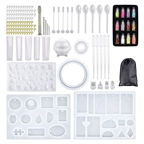 PRATYAHARA 148 StüCk Kit für die Herstellung Von Harz Schmuck, Silikon Guss Form für AnfäNger mit Formen, Harz Sets und Werkzeug Set von PRATYAHARA