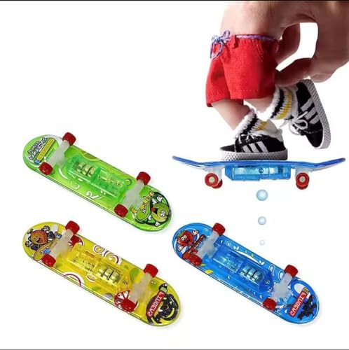 PRECORN LED Fingerskateboard Set – 6 Mini Fingerboards mit Beleuchtung für Coole Tricks, Kindergeburtstag Mitgebsel, Geschenkidee für Jungen und Mädchen, futuristisches Finger Skateboard Set von PRECORN