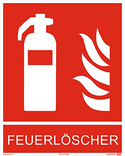 Feuerlöschersymbol mit Zusatztext „Feuerlöscher“ 200x250 mm Schild nach ISO7010 Brandschutzzeichen Symbolschild Kunststoffplatte von PREMIUM by KNS SCHILDER SYSTEME