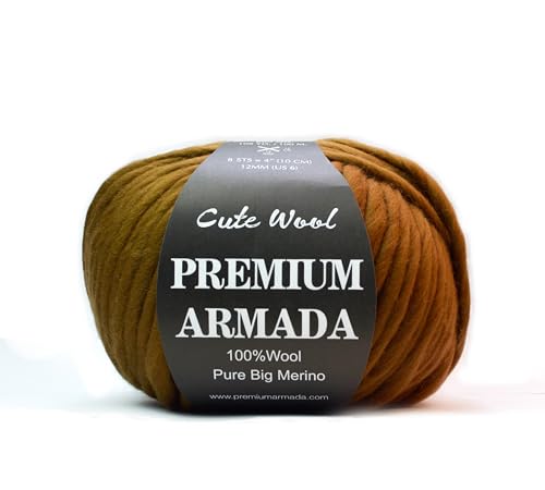 Dicke Strickwolle 100% Merino Wolle Schurwolle (braun) von PREMIUMARMADA