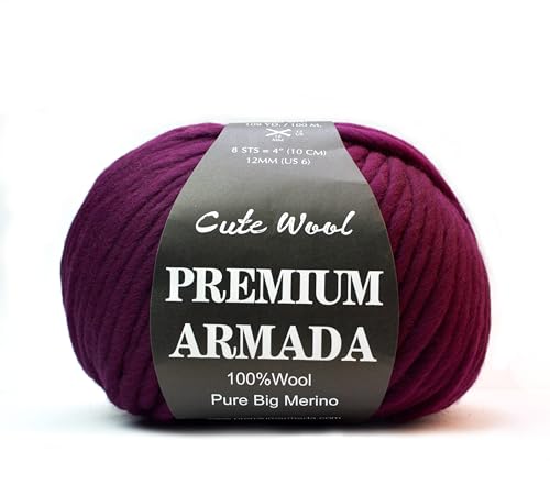 Dicke Strickwolle 100% Merino Wolle Schurwolle (morado) von PREMIUMARMADA