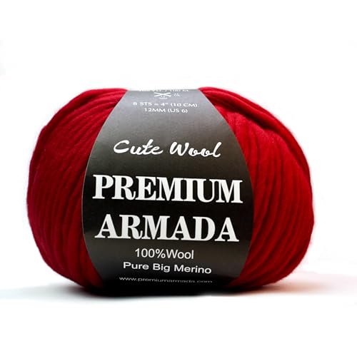 Dicke Strickwolle 100% Merino Wolle Schurwolle (rot) von PREMIUMARMADA