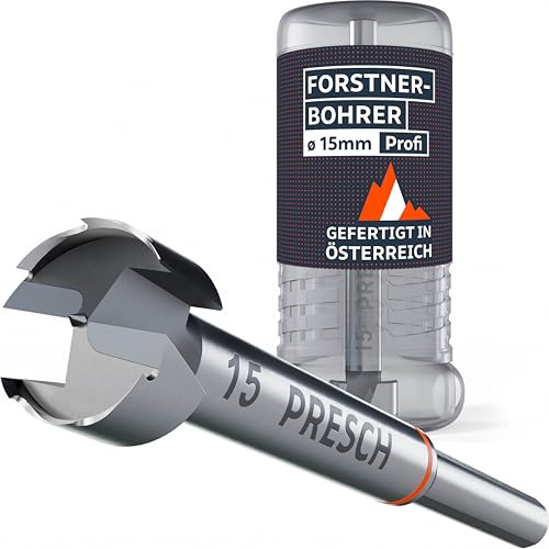 Presch Forstnerbohrer Ø 15mm - Extrem scharfer, langlebiger Astlochbohrer - Hochpräzise Zentrierspitze für perfekten Rundlauf - Zuverlässige Leistung dank optimierter Standzeit von PRESCH