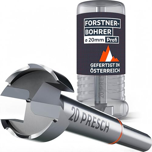 Presch Forstnerbohrer Ø 20mm - Extrem scharfer, langlebiger Astlochbohrer - Hochpräzise Zentrierspitze für perfekten Rundlauf - Zuverlässige Leistung dank optimierter Standzeit von PRESCH