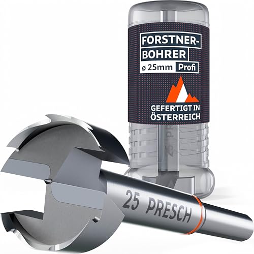 Presch Forstnerbohrer Ø 25mm - Extrem scharfer, langlebiger Astlochbohrer - Hochpräzise Zentrierspitze für perfekten Rundlauf - Zuverlässige Leistung dank optimierter Standzeit von PRESCH