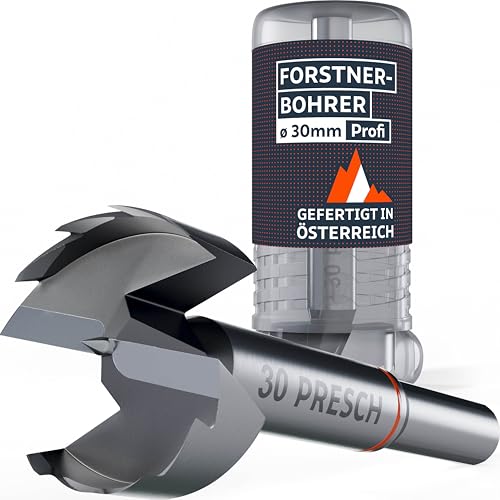 Presch Forstnerbohrer Ø 30mm - Extrem scharfer, langlebiger Astlochbohrer - Hochpräzise Zentrierspitze für perfekten Rundlauf - Zuverlässige Leistung dank optimierter Standzeit von PRESCH