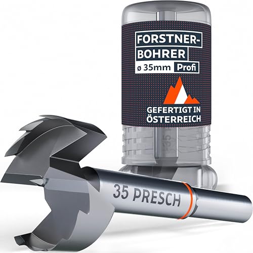 Presch Forstnerbohrer Ø 35mm - Extrem scharfer, langlebiger Astlochbohrer - Hochpräzise Zentrierspitze für perfekten Rundlauf - Zuverlässige Leistung dank optimierter Standzeit von PRESCH