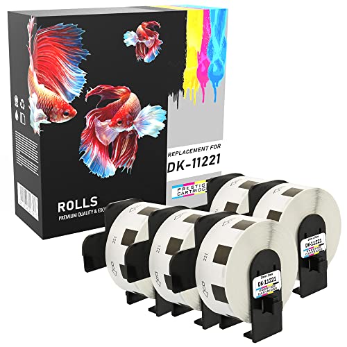 5 Rollen DK-11221 23mm x 23mm (1000 Etiketten/Rolle) Quadrat-Etiketten kompatibel für P-Touch QL-500 QL-550 QL-560 QL-570 QL-700 QL-720NW QL-800 QL-810W QL-820NWB QL-1050 QL-1100 QL-1110NWB von PRESTIGE CARTRIDGE