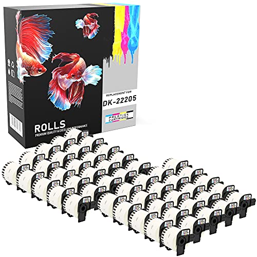 50 Rollen DK-22205 62mm x 30.48m Endlos-Etiketten kompatibel für Brother P-Touch QL-500 QL-550 QL-560 QL-570 QL-580N QL-700 QL-720NW QL-800 QL-810W QL-820NWB QL-1050 QL-1060N QL-1100 QL-1110NWB von PRESTIGE CARTRIDGE