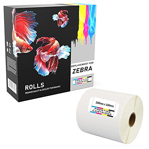 500 Zebra 100mm x 150mm Thermoetiketten (500 Etiketten pro Rolle) kompatibel zu Zebra Etikettendrucker - 1 Rolle von PRESTIGE CARTRIDGE