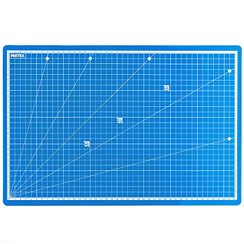 PRETEX Schneidematte A3 selbstheilend, metrische Einteilung Nähunterlage/Schneideunterlage/Bastelunterlage 45x30cm Winkelmaße 15° – Cutting Mat von PRETEX