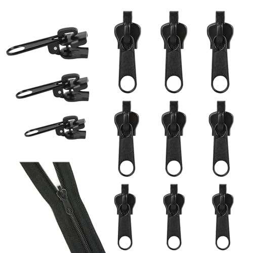 PRETTI 12er Pack Reißverschluss Ersatz Schieber Set in Drei Größen - Universal Zipper für Jacken, Koffer & Rucksäcke, Langlebige & Abnehmbare Reißverschlusszieher aus Legierung, Schwarz von PRETTI