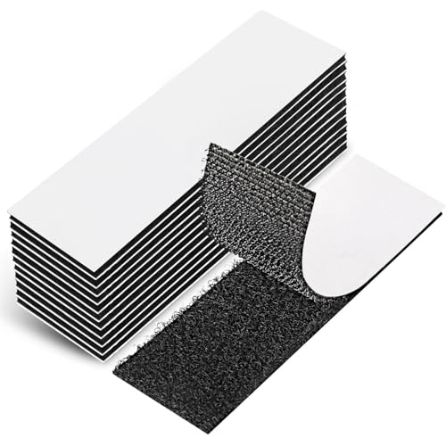 PRETTI 16 Stück Doppelseitiges Klebeband Extra Stark, Wiederverwendbares Klettband in Schwarz, Spurloses Befestigungsband für Heimwerken und Handwerk, Ideal für Teppichbefestigung (2x10) von PRETTI