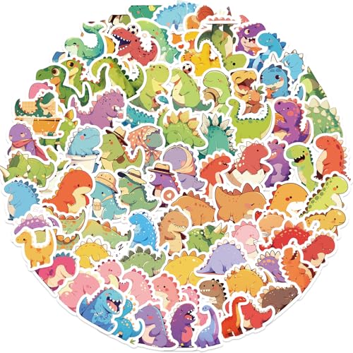 PRETTYSUNSHINE Dinosaurier Sticker Set 100 Stück, Wasserfeste Kawaii Dino Aufkleber Deko für Laptop Journal Scrapbook Skateboard Kindle Handy Koffer Helm Motorrad, Graffiti Kleine Sticker von PRETTY SUNSHINE