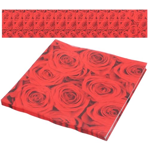 PRETYZOOM Rosen-seidenservietten 20 Blatt 33 X 33 Cm Rotes Einweg-papiertuch für Partyzubehör von PRETYZOOM