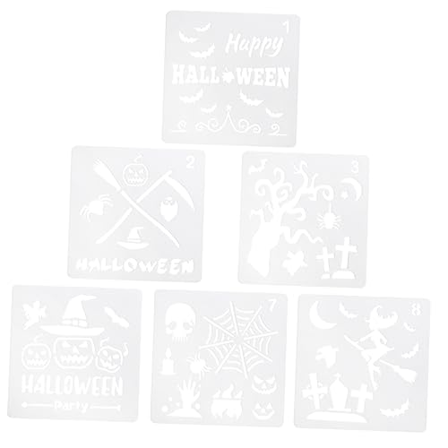 PRETYZOOM 1 Satz Halloween Malerei Vorlage Kuchen Sprüh Blumen Modell Kuchendekorationsformen Halloween-schablonen Kuchen Vorlagen Halloween-gemälde Weiß Das Haustier 6 Stück von PRETYZOOM