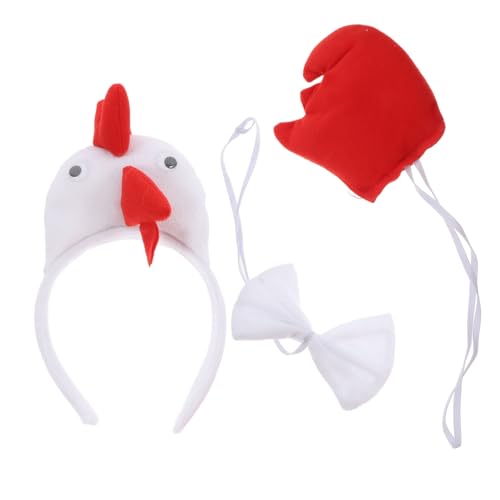 PRETYZOOM 1 Satz Hühnerhaar-Accessoires Tierkostüm für Kinder tierisches Partyzubehör Halloween-Cosplay-Kostüm Hahn Kopfbedeckung Hühnerkostüm Kind Hahn Haarreifen PP Baumwolle Weiß von PRETYZOOM