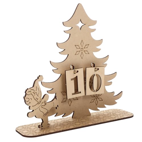 PRETYZOOM 1 Satz weihnachtskalender schmuck countdown kalender countdown calender wohnzimmerdeko weihnachtsoblaten weihnachtspresent Holzkalender selber machen Kalender zum Basteln aus Holz von PRETYZOOM