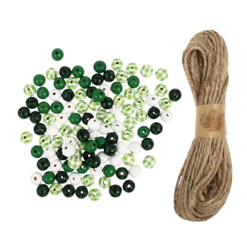 PRETYZOOM 1 Set Irische Festival Holzperlen Grüne Girlande Grüne Ornamente Grüne Girlande Perlengirlande Quastengirlande St Patrick's Day Holzperlen DIY Herstellungsmaterial Lose von PRETYZOOM