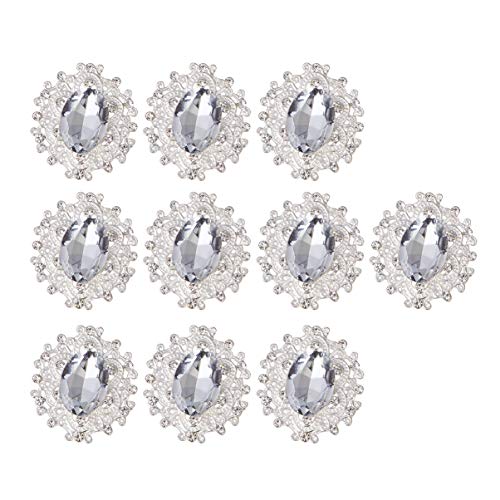 PRETYZOOM 10 Stück Kristallverzierungen Flatback Strass Knöpfe Knöpfe DIY Handwerk Schmuck Herstellung Zubehör für Kleidung Scrapbooking Brosche Knopf Haarschleife Hochzeit Dekoration (Silber) von PRETYZOOM