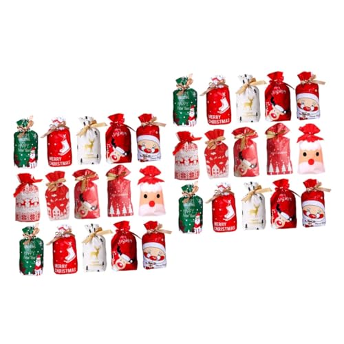 PRETYZOOM 100 Stk Weihnachtsessen-tasche Weihnachts-goodie-bags Weihnachtsgeschenkbeutel Weihnachtsbeutel Mit Kordelzug Weihnachtsgeschenktüten Weihnachtsleckereien Taschen Plastik von PRETYZOOM