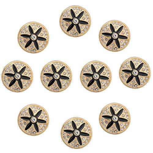 PRETYZOOM 10Pcs 25Mm Mantel Strass Knöpfe Gold Schwarz Runde Knöpfe Dekorative Glänzende Kleidungsstück Jeans Hemd Knöpfe DIY Kleidung Ersatzknöpfe von PRETYZOOM