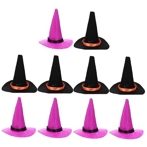 PRETYZOOM 10St kleiner Hexenhut wohnungseinrichtung wohnungsdeko Halloween Miniaturhüte weinflaschenverschlüsse Puppenhüte kleine Hüte für Puppen kleine hexenhut dekoration Filzstoff von PRETYZOOM