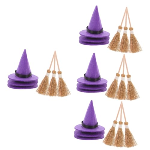 PRETYZOOM 12 Sets Halloween Hexenhut Winziger Hut Mini Puppenhut Kleiner Hexenhut Dekorationen Halloween Basteln Winziger Hexenhut Besen Halloween Miniaturen Mini Hüte Zum von PRETYZOOM