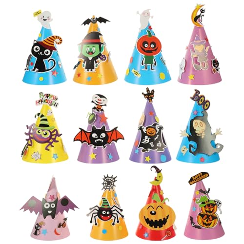 PRETYZOOM Cartoon-papierhut-set 12-teilig Halloween-partyhut Bastelmaterial für Halloween-feiern von PRETYZOOM