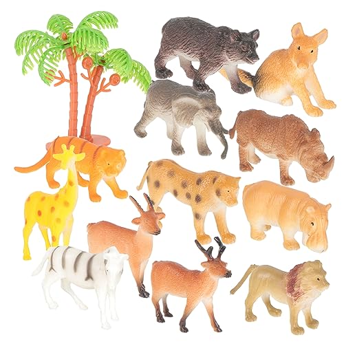 PRETYZOOM 12st Tiermodell Meerestiere Tigerfiguren Wüstentierfiguren Giraffenfiguren Miniaturtiere Zootierfiguren Waldkuchendekorationen Waldtiere Waldtierfiguren Kleine Tiere Plastik von PRETYZOOM