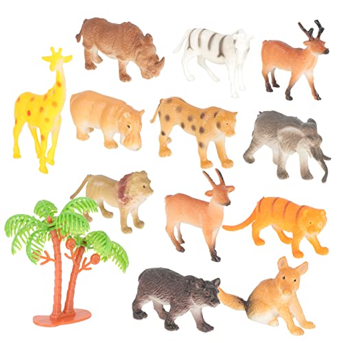 PRETYZOOM 12st Tiermodell Waldtiere Waldkuchendekorationen Mini Meerestiere Tigerfiguren Dschungeltierfiguren Giraffenfiguren Waldtierfiguren Wüstentierfiguren Zootierfiguren Plastik von PRETYZOOM