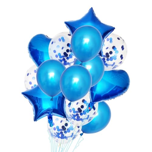 PRETYZOOM 14 Teiliges Aluminium Film Ballonset Dekorative Luftballons Für Partys Bestehend Aus 2 Herzballons 2 Sternballons 5 Perlmuttfarbenen Latexballons von PRETYZOOM