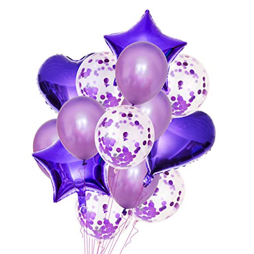 PRETYZOOM 14 Teiliges Aluminium Folienballon Set Für Partys Herzballons Sternballons Perlmuttfarbene Latexballons Konfettiballons von PRETYZOOM