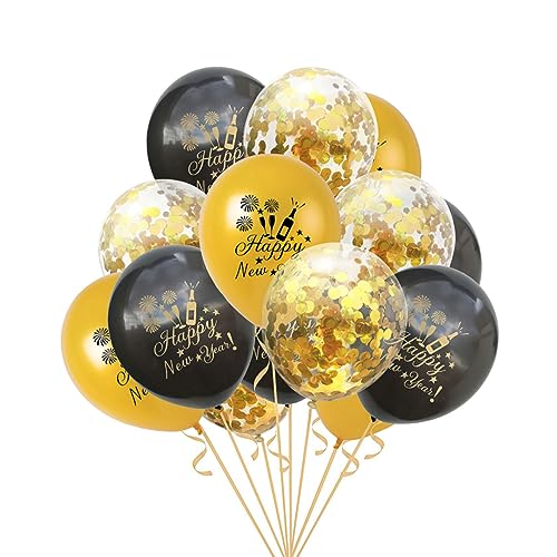 PRETYZOOM 15 Teiliges Happy New Year Ballons Set Latex Ballons Für Neujahrsfeier Dekorative Konfetti Ballons Und Party Deko Zubehör Für Festliche Anlässe von PRETYZOOM