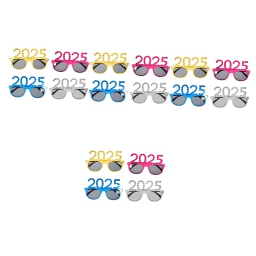 PRETYZOOM 16 Stk 2025 Brille Naja Brille Silvester-party-brille 2025 Glitzerbrille Partygeschenk Frohes Neues Jahr Partybrille Silvesterbrille 2025 Lustige Zahlenbrille 2025 Nummernbrille von PRETYZOOM