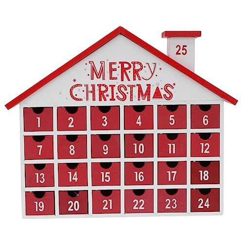 PRETYZOOM 1Stk Countdown-Kalenderschublade Tischdekoration Krippen adventskalender Geburt countdown kalender countdown calender Weihnachten schmücken Weihnachts-Countdown-Kalender Holz rot von PRETYZOOM