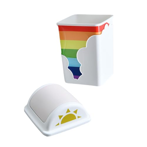 PRETYZOOM 1Stk Kinderzimmer Mülleimer Cartoon-Müll Tischplatte kleiner Papierkorb Miniaturdekoration Container büroradio offic Regenbogen-Mülleimer Aschebehälter mit Regenbogenmuster Plastik von PRETYZOOM