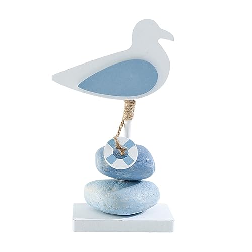 PRETYZOOM 1Stk Vogelschmuck aus Holz Vogelfiguren Wohnkultur Gartenvogelstatue nautische Möwen büro Dekoration Office Decoration Desktop-Dekor Kunsthandwerk im mediterranen Stil Stein Blue von PRETYZOOM