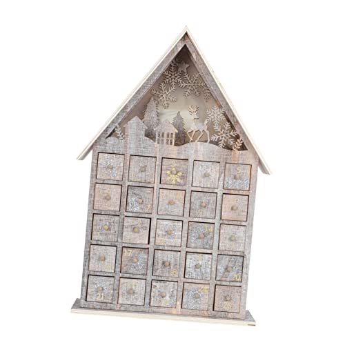 PRETYZOOM 1stk Dekorative Lichter Anzeige Weihnachtsspeicherorganisator Puzzle Weihnachten Szene Türen Christbaumschmuck Party Weihnachtsschmuck Lasst Uns Led-licht Ornament Beige Hölzern von PRETYZOOM