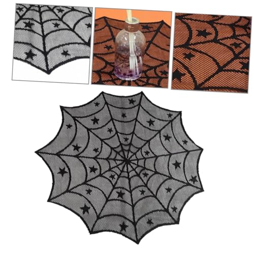 PRETYZOOM 1stk Pentagramm-Spinnennetz-tischdecke Niedlich Spinnweben Kessel Dekorationen Halloween-Banner Halloween-Dekoration Spinnenschutzmittel Im Freien Tür Polyester (Polyester) Black von PRETYZOOM