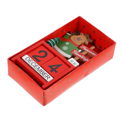 PRETYZOOM 1stk Weihnachtskalender Aus Holz Countdown-kalenderblöcke Weihnachtsschmuck Weihnachtliche Tischdekorationen Weihnachtskalender Dekoration Krippenschmuck Digitaler Wandkalender Rot von PRETYZOOM